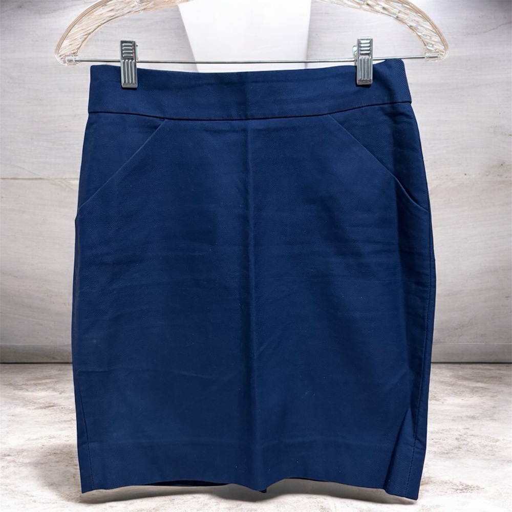 J. Crew Navy Pencil Skirt with Front Pocket Detailing
